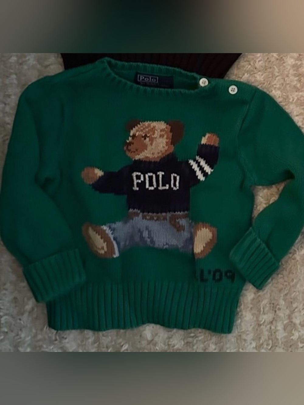 Ralph Lauren Polo Bear green Sweater (Size: 12months )